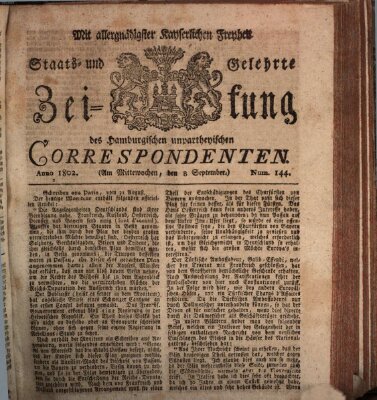 Staats- und gelehrte Zeitung des Hamburgischen unpartheyischen Correspondenten Mittwoch 8. September 1802