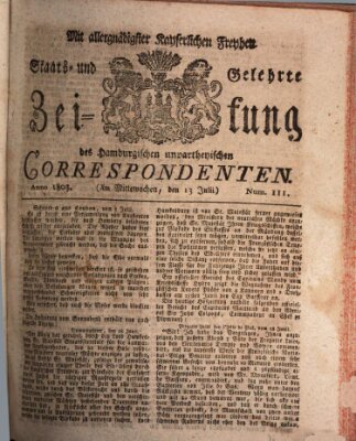 Staats- und gelehrte Zeitung des Hamburgischen unpartheyischen Correspondenten Mittwoch 13. Juli 1803
