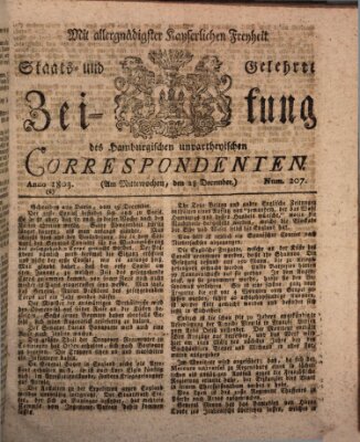 Staats- und gelehrte Zeitung des Hamburgischen unpartheyischen Correspondenten Mittwoch 28. Dezember 1803