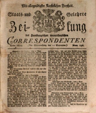 Staats- und gelehrte Zeitung des Hamburgischen unpartheyischen Correspondenten Mittwoch 12. September 1804