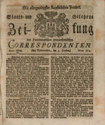Staats- und gelehrte Zeitung des Hamburgischen unpartheyischen Correspondenten Mittwoch 31. Oktober 1804