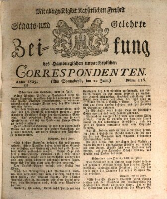 Staats- und gelehrte Zeitung des Hamburgischen unpartheyischen Correspondenten Samstag 20. Juli 1805