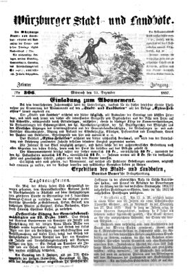 Würzburger Stadt- und Landbote Mittwoch 23. Dezember 1857