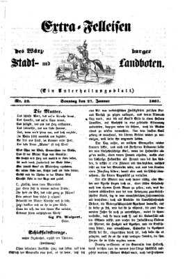 Extra-Felleisen (Würzburger Stadt- und Landbote) Sonntag 27. Januar 1861