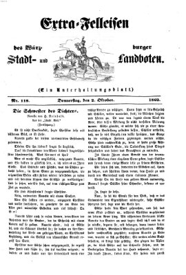 Extra-Felleisen (Würzburger Stadt- und Landbote) Donnerstag 2. Oktober 1862