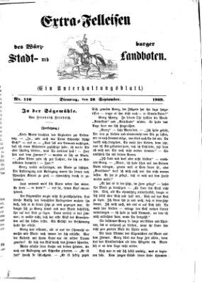 Extra-Felleisen (Würzburger Stadt- und Landbote) Dienstag 28. September 1869