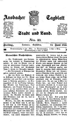 Ansbacher Tagblatt für Stadt und Land Freitag 14. Juni 1844