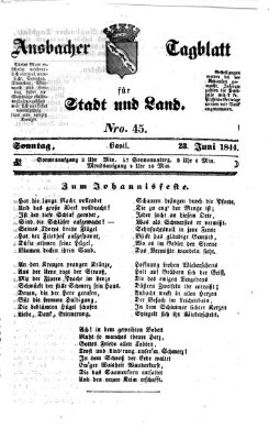 Ansbacher Tagblatt für Stadt und Land Sonntag 23. Juni 1844
