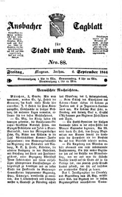 Ansbacher Tagblatt für Stadt und Land Freitag 6. September 1844
