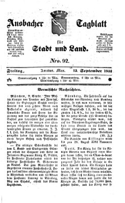 Ansbacher Tagblatt für Stadt und Land Freitag 13. September 1844