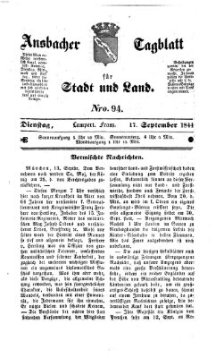 Ansbacher Tagblatt für Stadt und Land Dienstag 17. September 1844