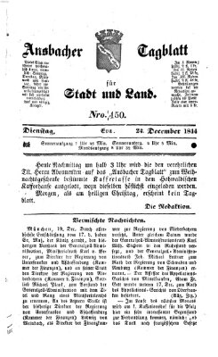 Ansbacher Tagblatt für Stadt und Land Dienstag 24. Dezember 1844
