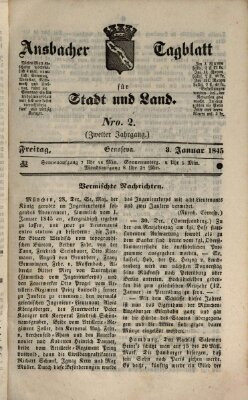 Ansbacher Tagblatt für Stadt und Land Freitag 3. Januar 1845
