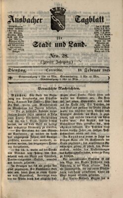 Ansbacher Tagblatt für Stadt und Land Dienstag 18. Februar 1845
