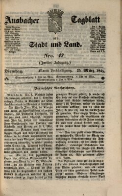 Ansbacher Tagblatt für Stadt und Land Dienstag 25. März 1845