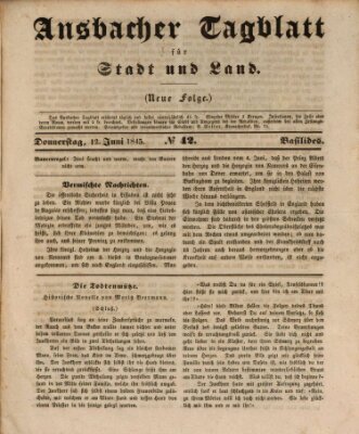 Ansbacher Tagblatt für Stadt und Land Donnerstag 12. Juni 1845