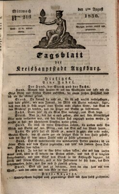 Tagblatt für die Kreishauptstadt Augsburg (Augsburger Tagblatt) Mittwoch 4. August 1830