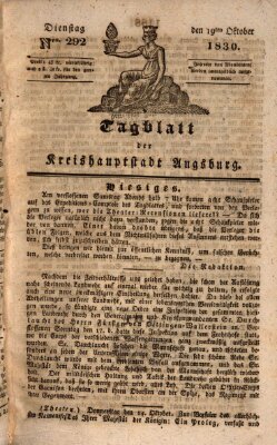 Tagblatt für die Kreishauptstadt Augsburg (Augsburger Tagblatt) Dienstag 19. Oktober 1830