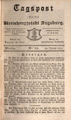 Tagblatt für die Kreishauptstadt Augsburg (Augsburger Tagblatt) Montag 24. Januar 1831