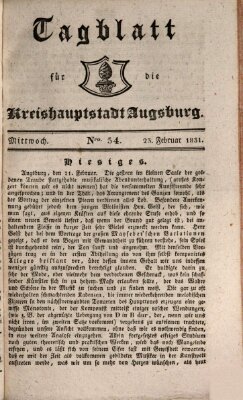 Tagblatt für die Kreishauptstadt Augsburg (Augsburger Tagblatt) Mittwoch 23. Februar 1831