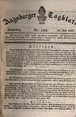Augsburger Tagblatt Donnerstag 16. Juli 1835