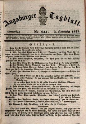 Augsburger Tagblatt Donnerstag 3. September 1835