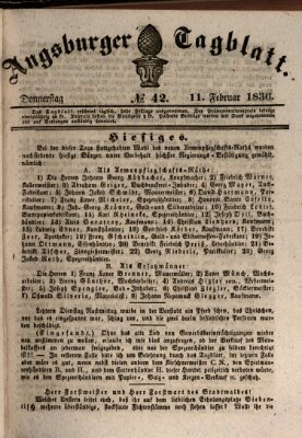 Augsburger Tagblatt Donnerstag 11. Februar 1836