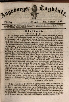 Augsburger Tagblatt Dienstag 23. Februar 1836