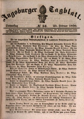 Augsburger Tagblatt Donnerstag 25. Februar 1836