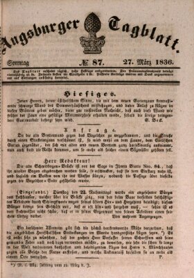 Augsburger Tagblatt Sonntag 27. März 1836