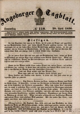 Augsburger Tagblatt Donnerstag 28. April 1836