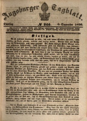 Augsburger Tagblatt Dienstag 6. September 1836