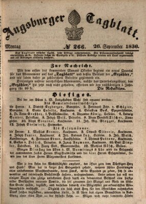 Augsburger Tagblatt Montag 26. September 1836