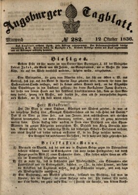Augsburger Tagblatt Mittwoch 12. Oktober 1836
