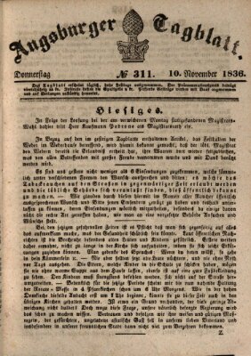 Augsburger Tagblatt Donnerstag 10. November 1836