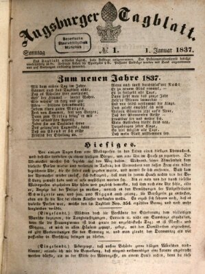 Augsburger Tagblatt Sonntag 1. Januar 1837