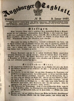 Augsburger Tagblatt Dienstag 3. Januar 1837