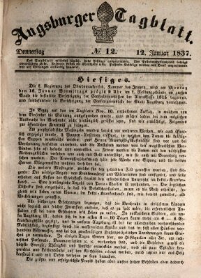 Augsburger Tagblatt Donnerstag 12. Januar 1837