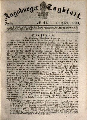 Augsburger Tagblatt Freitag 10. Februar 1837