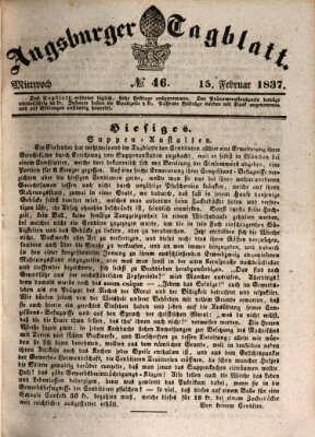 Augsburger Tagblatt Mittwoch 15. Februar 1837