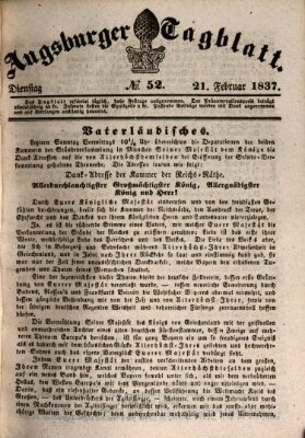Augsburger Tagblatt Dienstag 21. Februar 1837