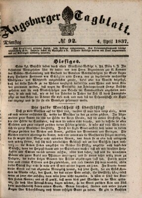Augsburger Tagblatt Dienstag 4. April 1837