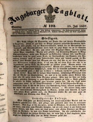 Augsburger Tagblatt Samstag 15. Juli 1837