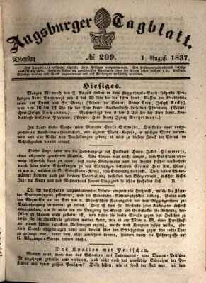 Augsburger Tagblatt Dienstag 1. August 1837