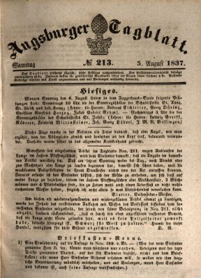 Augsburger Tagblatt Samstag 5. August 1837