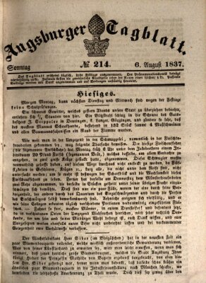 Augsburger Tagblatt Sonntag 6. August 1837