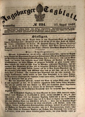 Augsburger Tagblatt Donnerstag 17. August 1837