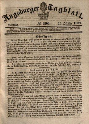 Augsburger Tagblatt Sonntag 22. Oktober 1837