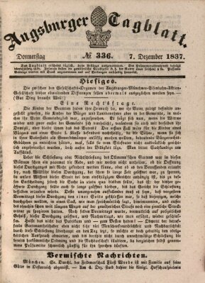 Augsburger Tagblatt Donnerstag 7. Dezember 1837