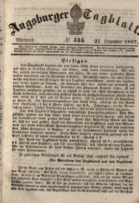 Augsburger Tagblatt Mittwoch 27. Dezember 1837